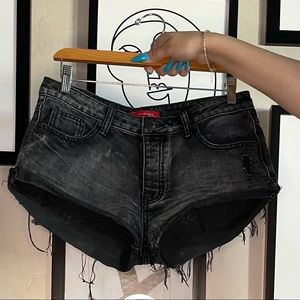 Black jean shorts